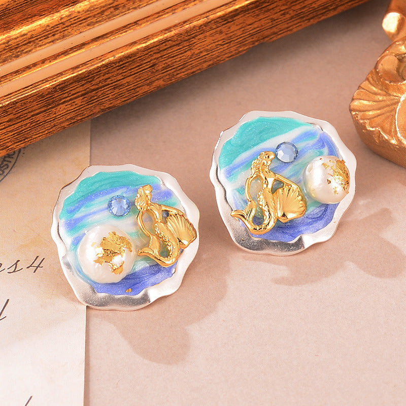 Wholesale Natural Pearl Earrings Geometric  Jewelry Accessories