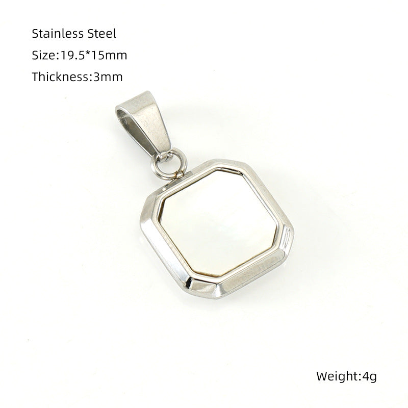 Wholesale Cross-border European and American stainless steel geometric square pendant niche design sense light luxury old money style titanium steel High sense jewelry