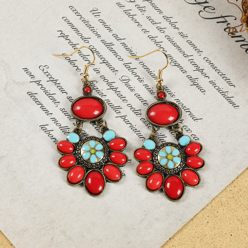 Wholesale Color Contrast Earrings Long Tassel Ear Drop