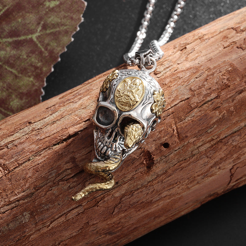 Wholesale skull spirit snake winding personality dark hip hop necklaces