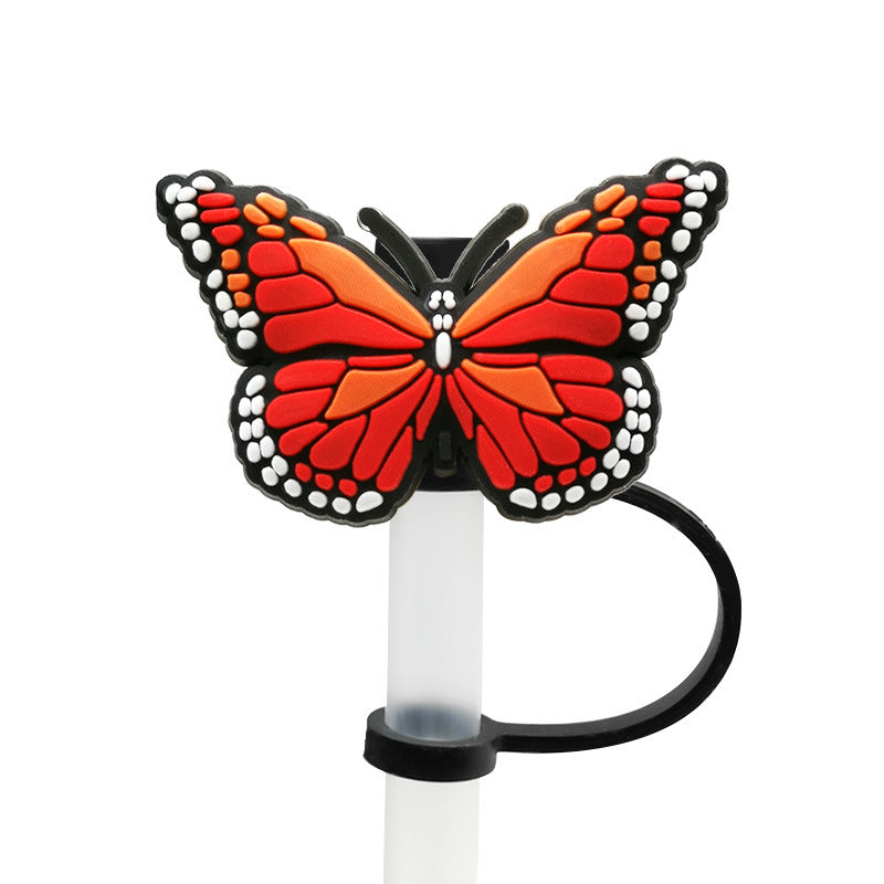 Wholesale 10pcs Personalized Butterfly 10mm PVC Straw Cover Soft Straw Tube Cap ACC-SCR-YiBang014