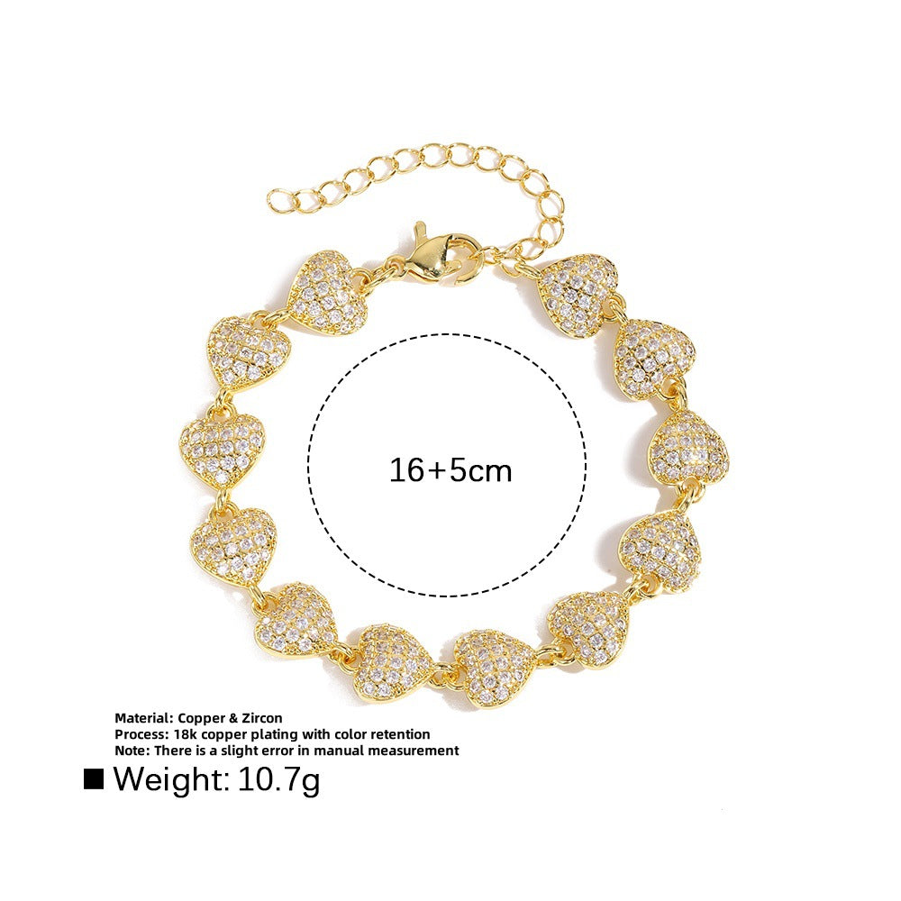 Wholesale Diamond-Encrusted Heart Bracelet