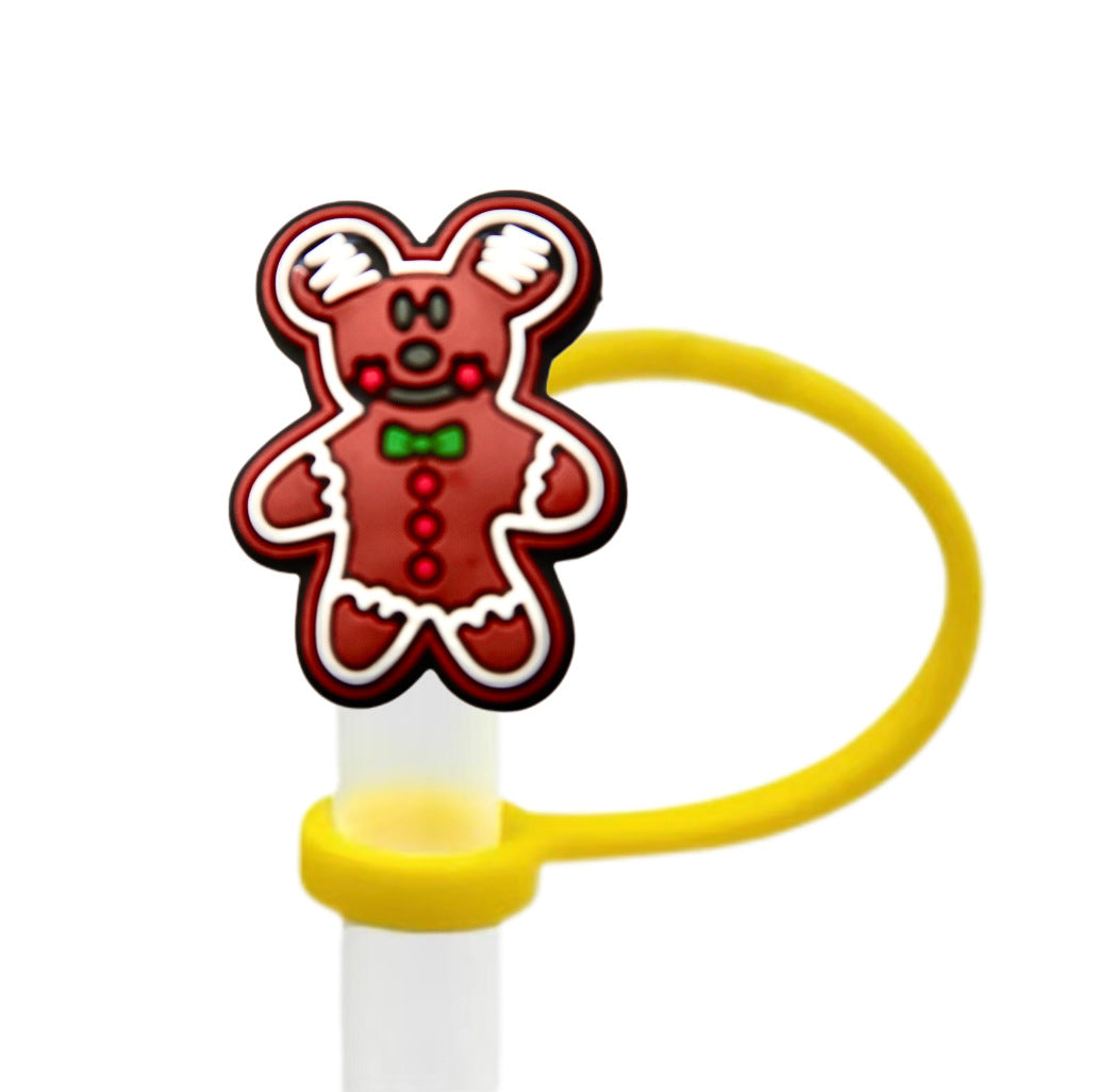 Wholesale 10pcs Christmas themed cartoons 8/ 10mm Straw Cover Straw Tube Cap