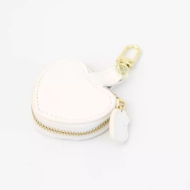 Wholesale Genuine Leather Heart Shape Zipper Ring Bag Keychains ACC-KC-Muqu001