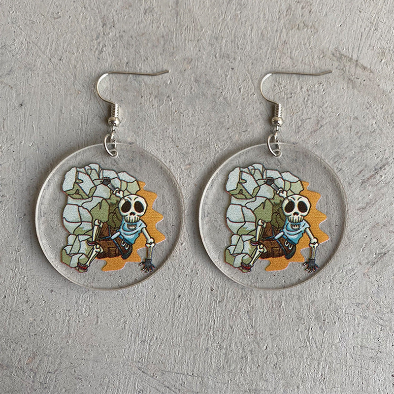 Wholesale Skull Football Bat Motorcycle Acrylic Earrings ACC-ES-HY008