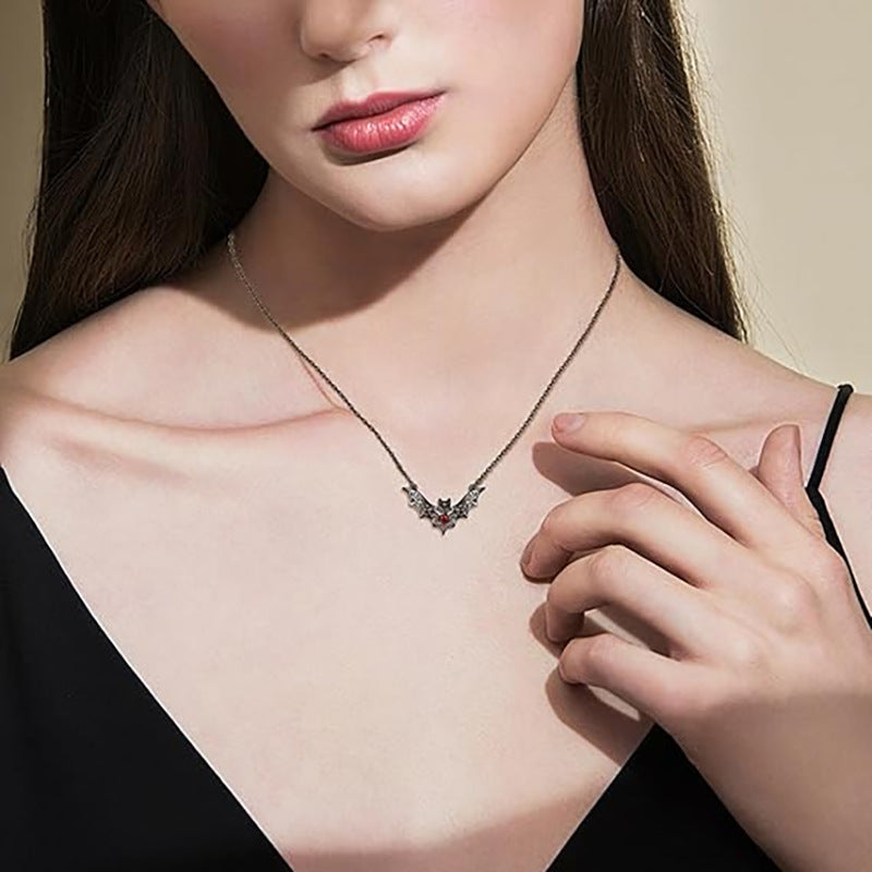 Wholesale Halloween  Gothic Bat Ruby Hollow Necklace