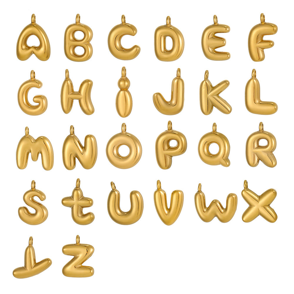 Wholesale Stainless steel bubble letter pendant necklace accessories