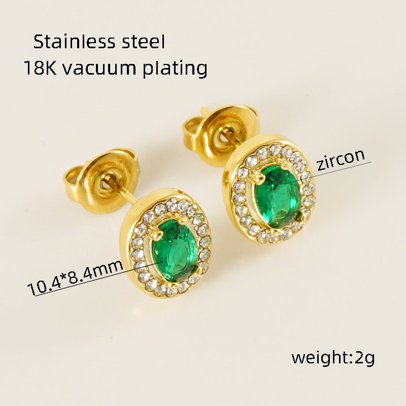 Wholesale Stainless Steel Love Zircon 18K Water Drop Sunflower Earrings ACC-ES-Zhongy002
