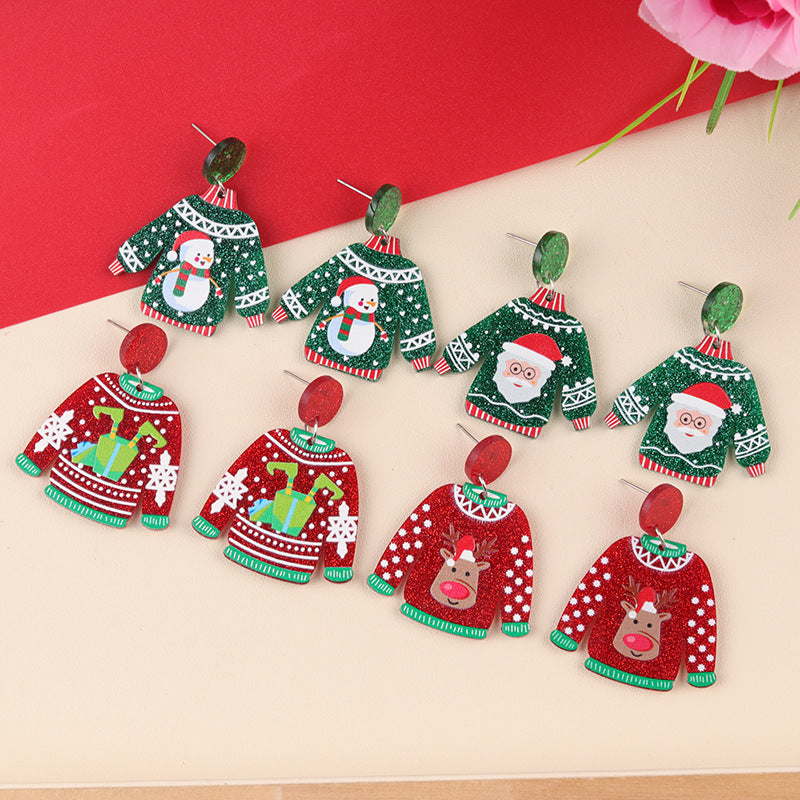 Wholesale Acrylic Sweater Christmas Earrings