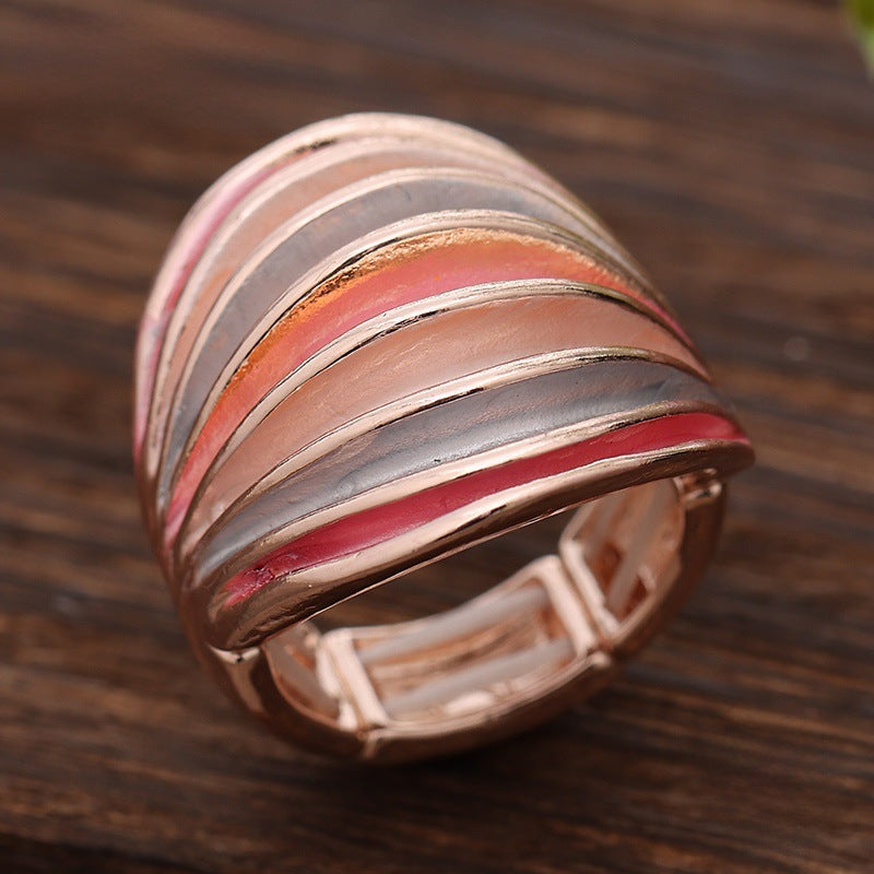 Wholesale Colorful Elastic Alloy Rings  Exaggerated Lines  Rings