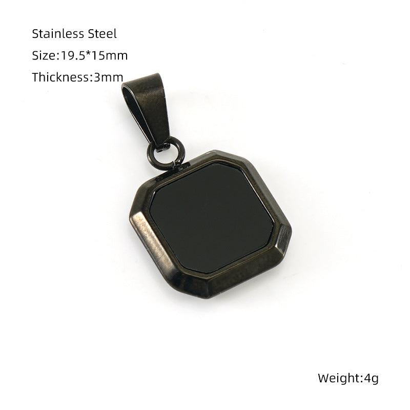 Wholesale Cross-border European and American stainless steel geometric square pendant niche design sense light luxury old money style titanium steel High sense jewelry