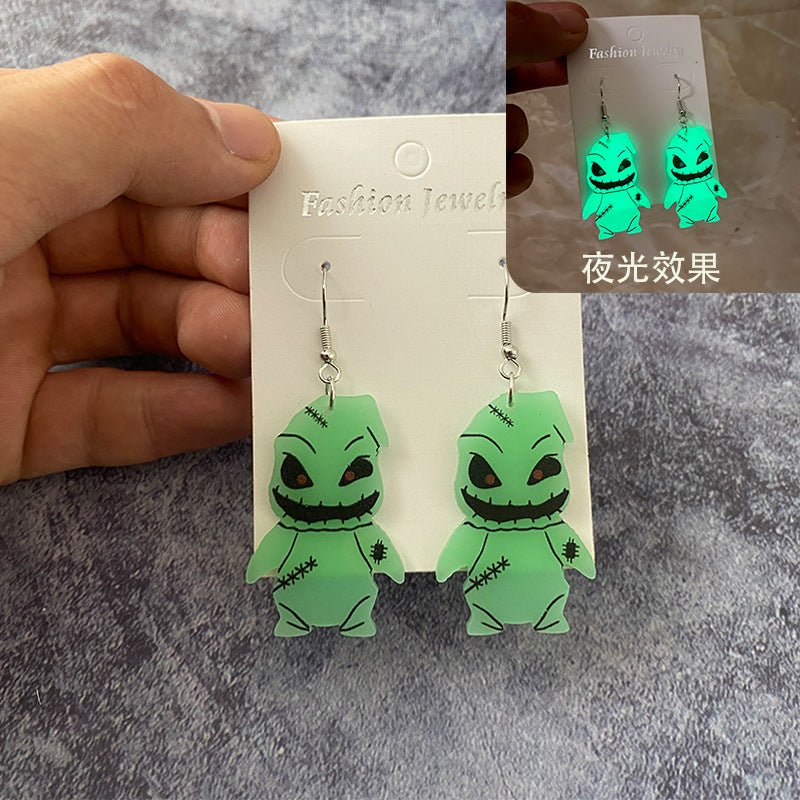 Wholesale   night luminous devil earrings acrylic luminous earrings