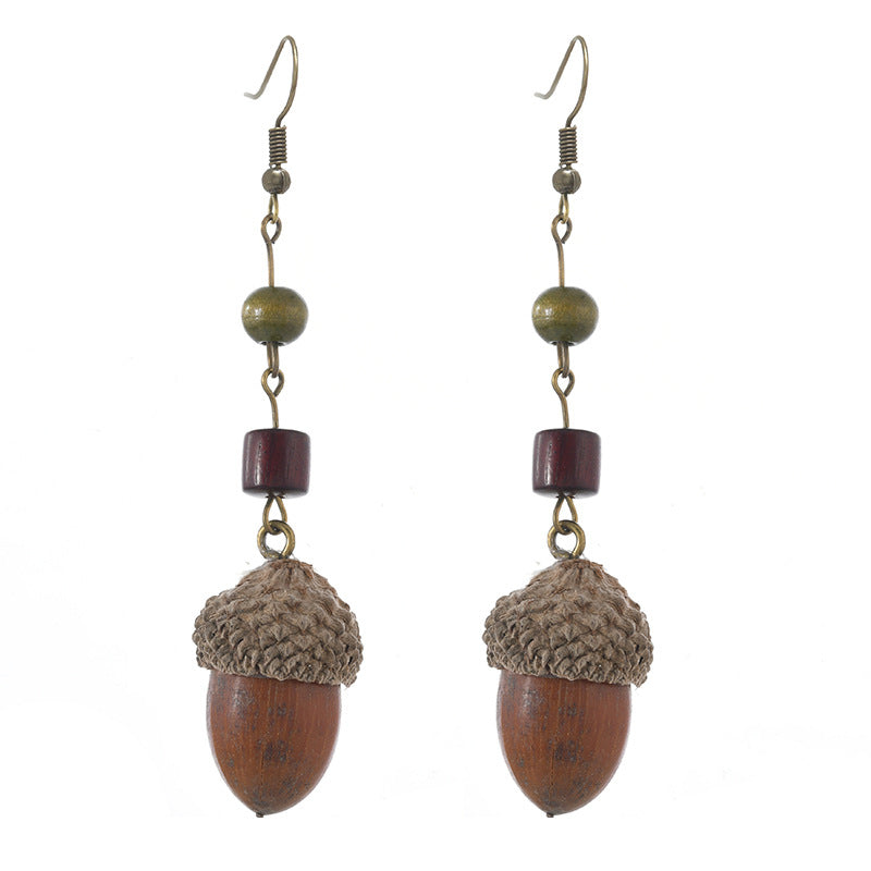 Wholesale Vintage Hand-made Plant Fruit Wood Earrings