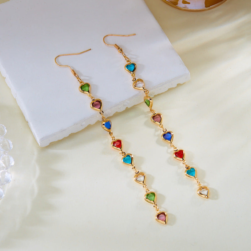 Wholesale Heart crystal tassel earrings