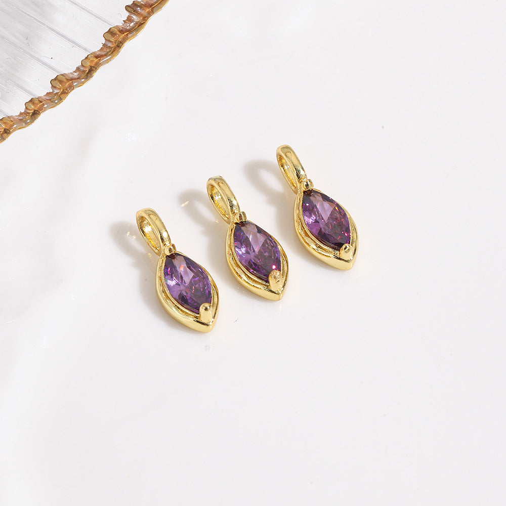 Wholesale 18k gold-plated copper color-preserving zircon marquise pendant