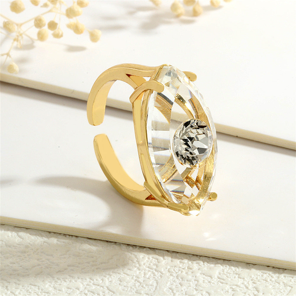 Wholesale Glass Evil Eye Ring for Women,  Opening Adjustable Geometric Design,  Trendy Jewelry Accessory for Everyday Wear or Boutique Resale