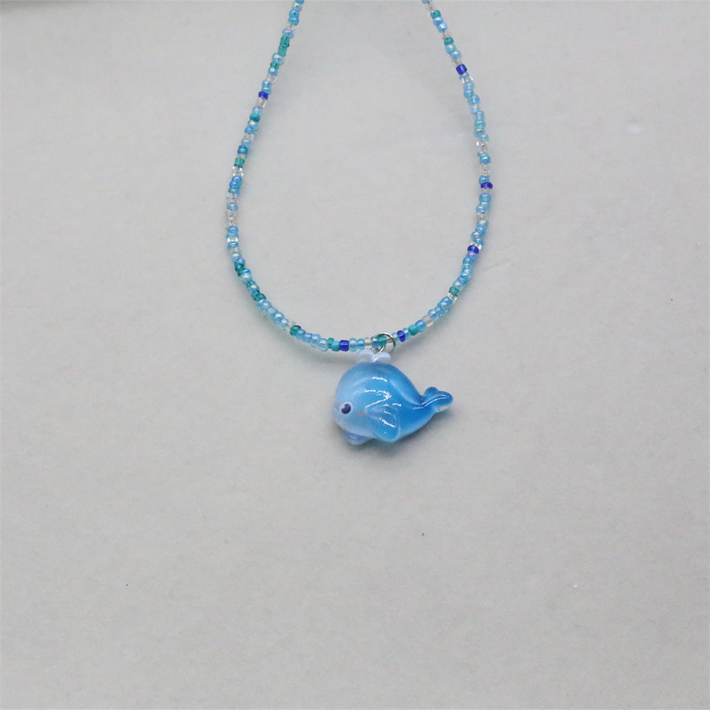 Wholesale Starfish Mermaid Octopus Pendant Rice Bead Necklace