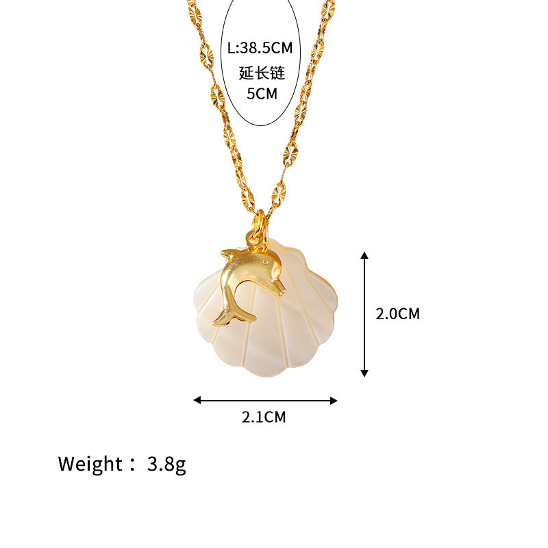 Wholesale Stainless steel  beach starfish necklace summer style conch pendant shell diy necklace