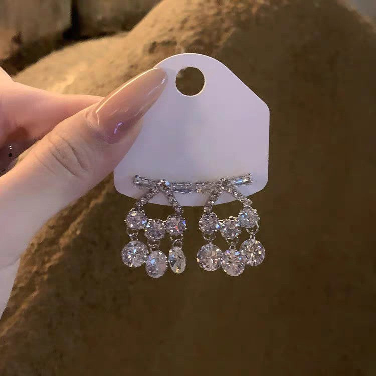 Wholesale Alloy Electroplated Hollow Zircon Stud Earrings Geometric Design Party Jewelry Gift for Women