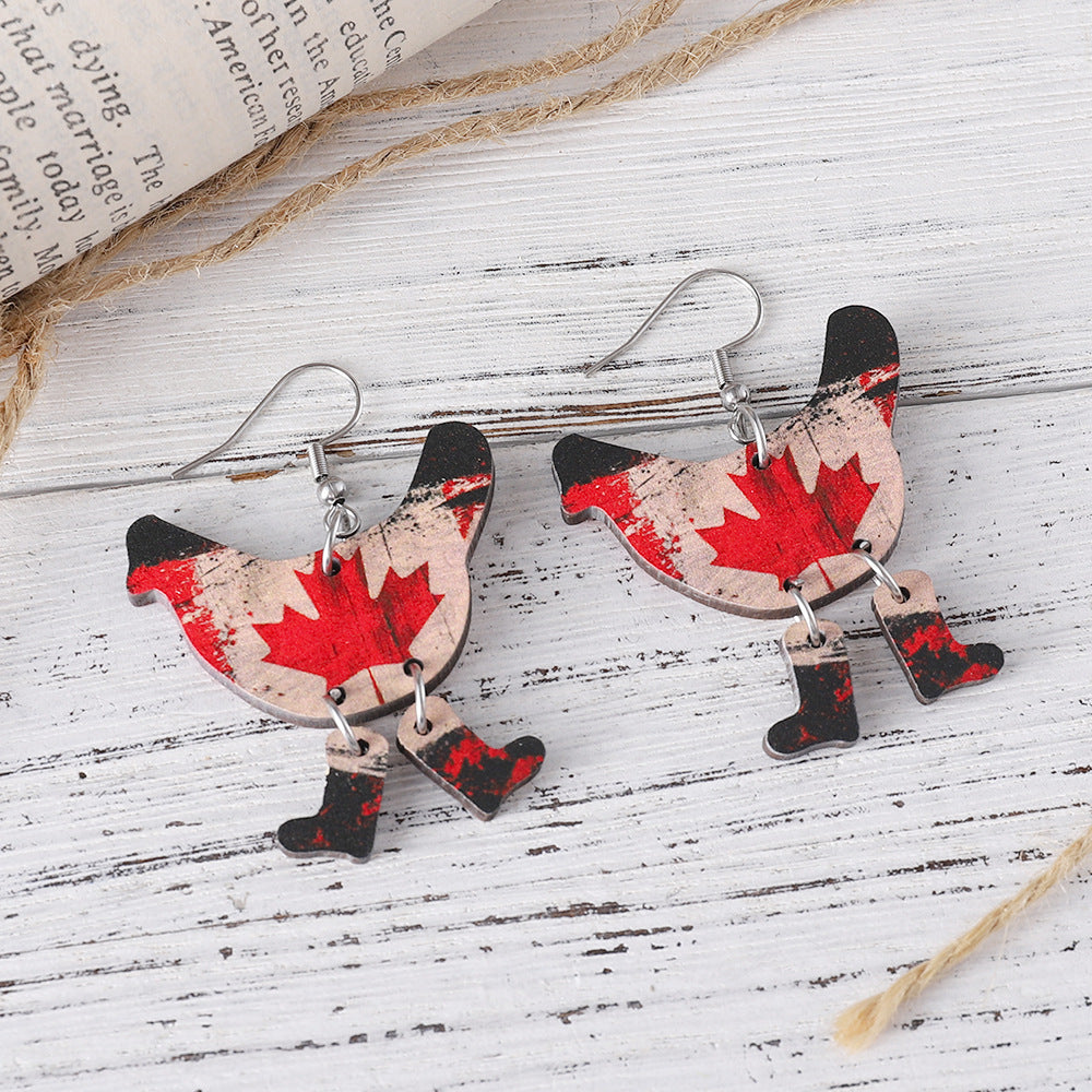 Wholesale Hen Boots Stitching Pendant Earrings