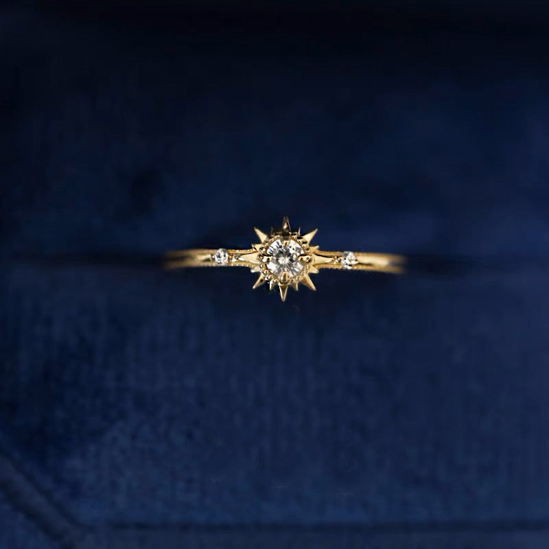 Wholesale  Simple Sun  Diamond-encrusted Gold Ring