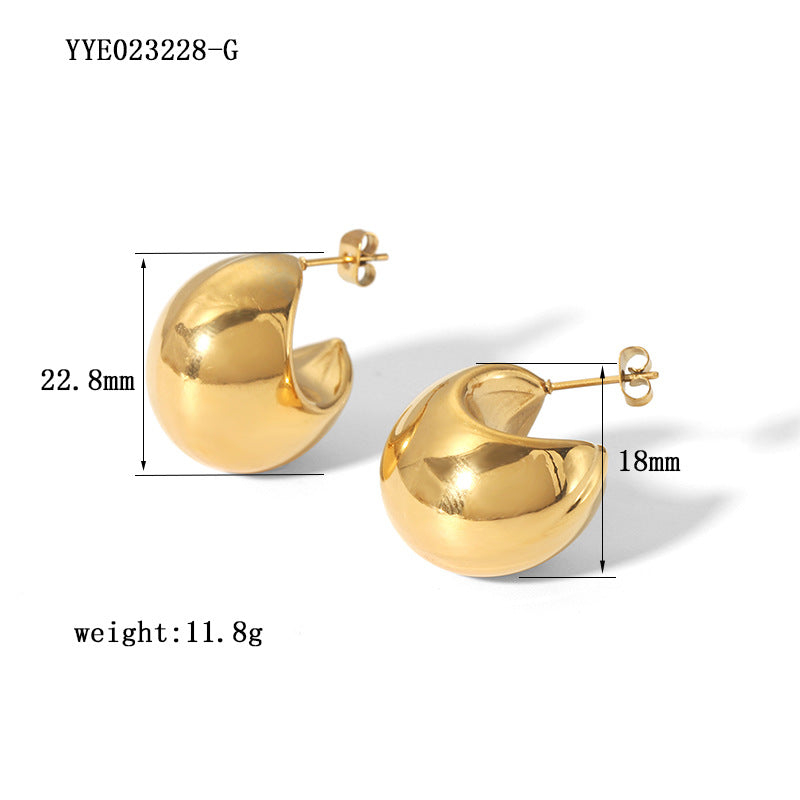 Wholesale Stainless Steel Glossy Half Moon C Shape Earrings ACC-ES-YiYi001