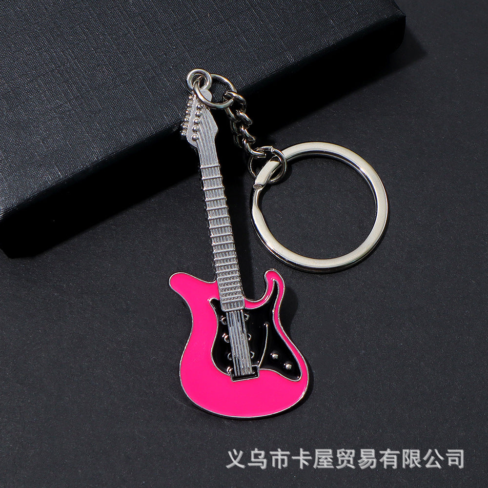 Wholesale Metal Guitar Music Festival Musical Instrument Creative Pendant Metal Paint Keychains ACC-KC-KaWu006