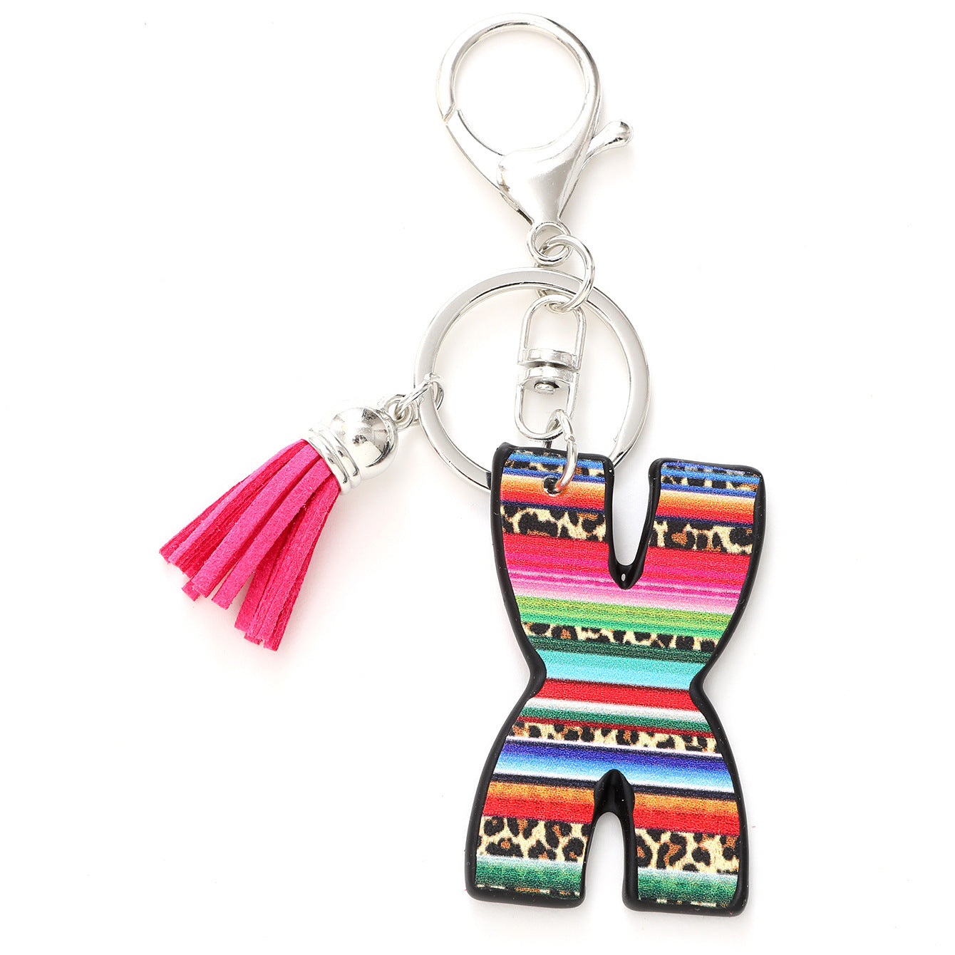 Wholesale Western Style Aztec Leopard Leather Letter Tassel Keychain ACC-KC-YTian009