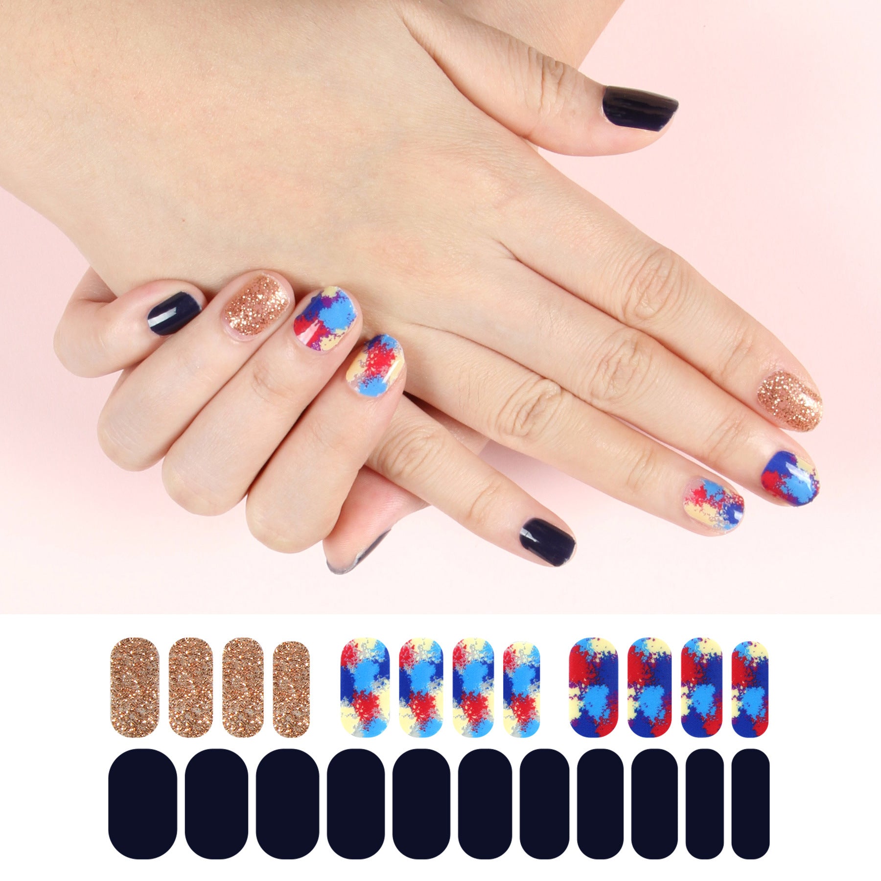 Wholesale Plastic Nail Stickers, Waterproof, Baking Free, Solid Color Nail Stickers, 34 Stickers Without Curling Edges ACC-NS-XKQ007