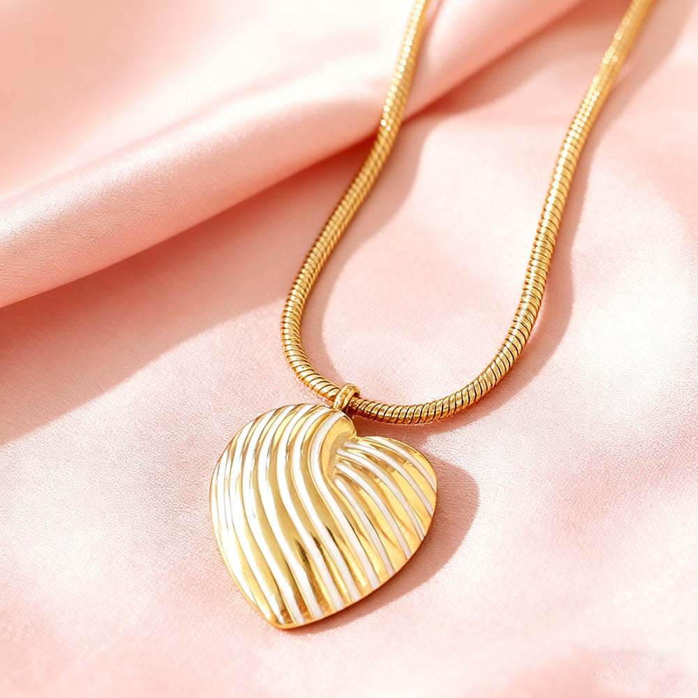 Wholesale oil-paint stainless steel heart necklace