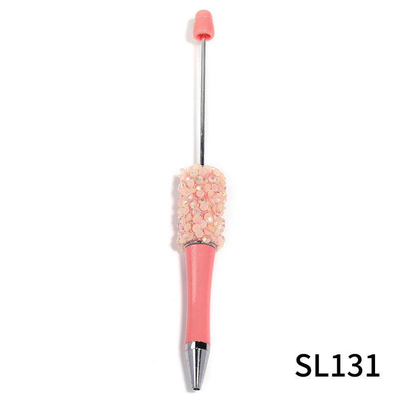 Wholesale 10pcs Beadable Pens Colorful Resin Rhinestone Fine Glitter Plastic DIY Beaded Pen ACC-PN-BLG003