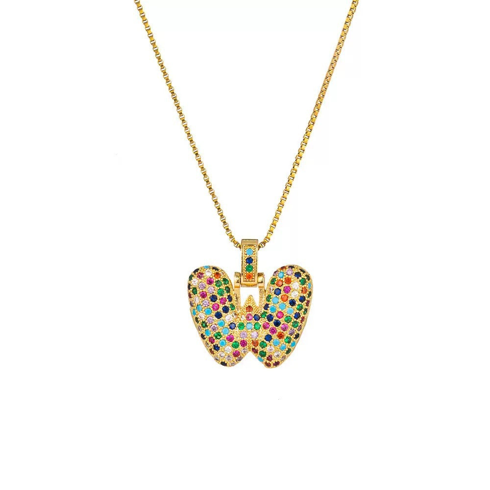 Wholesale Hip-Hop 26 Letter Pendant Set,  Gold Plated Copper Diamond-Set,  Chic Jewelry Gift