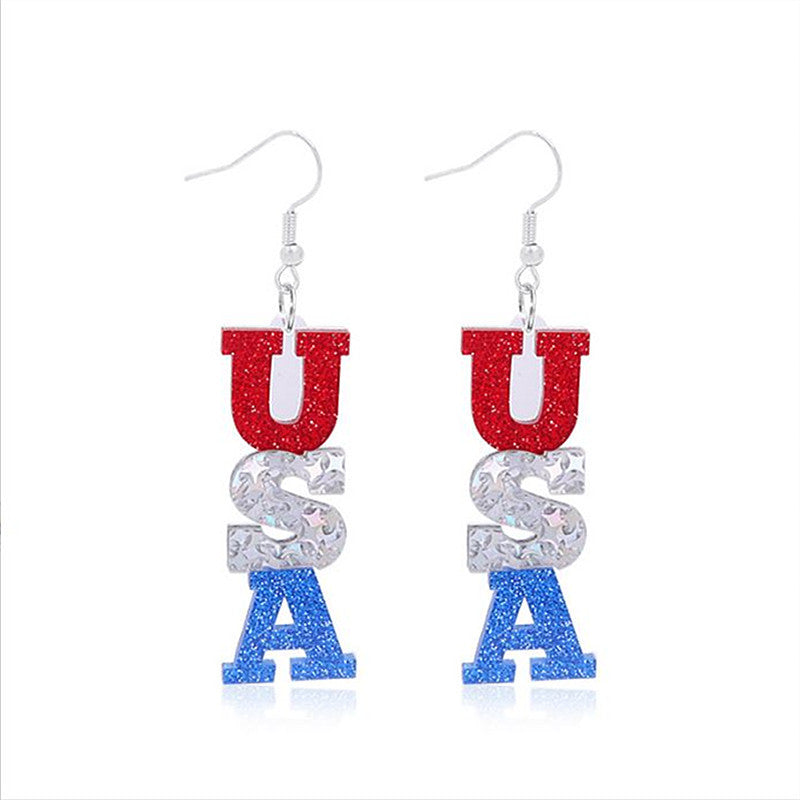 Wholesale Independence Day Flag Earrings  Personalized Earrings