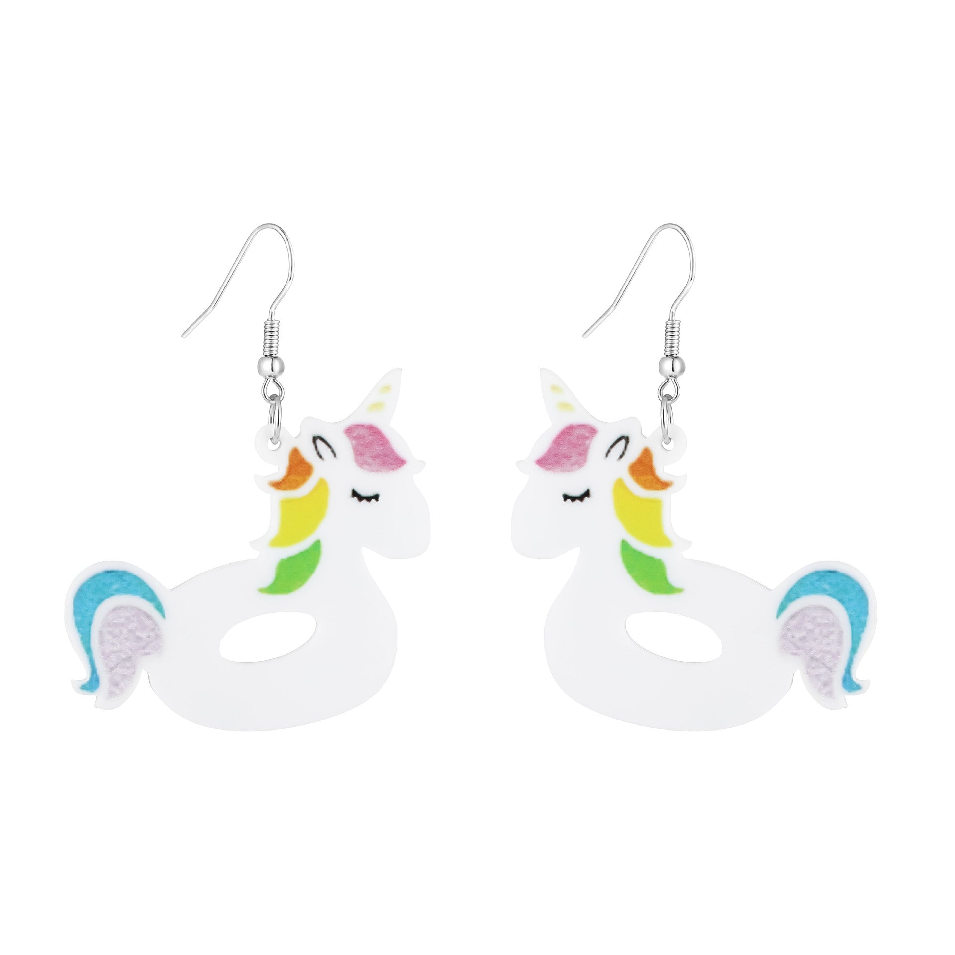 Wholesale luxury rainbow three-dimensional pony acrylic earrings