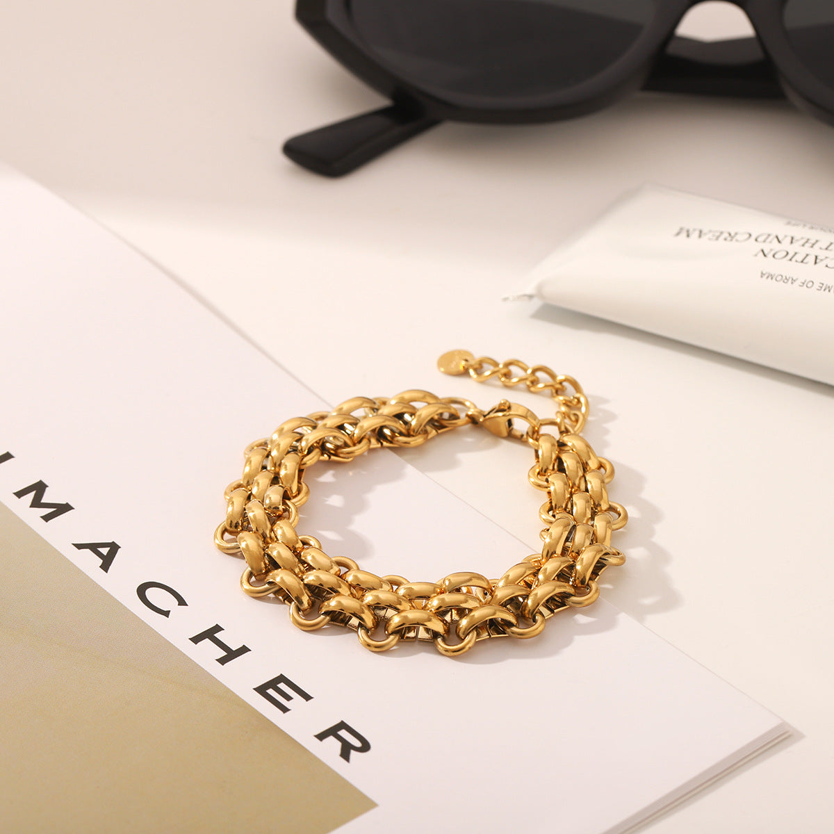 Wholesale Woven Chain Titanium Steel Bracelet Light Luxury High Sense Waterproof Color-free Bracelet