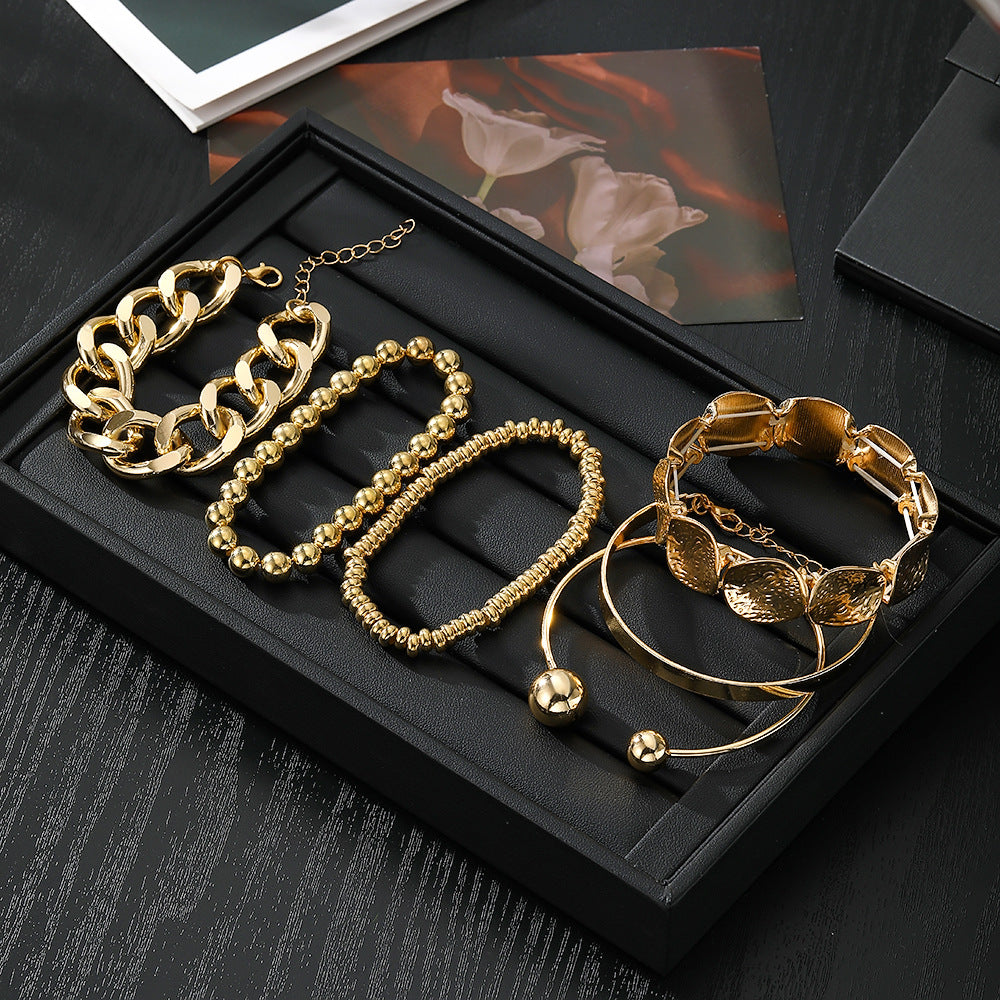 Wholesale Modern Geometric Open Cuff Bracelets Stackable Mixed Material Wave Floral Fashion Jewelry Accessory For Boutique Resale