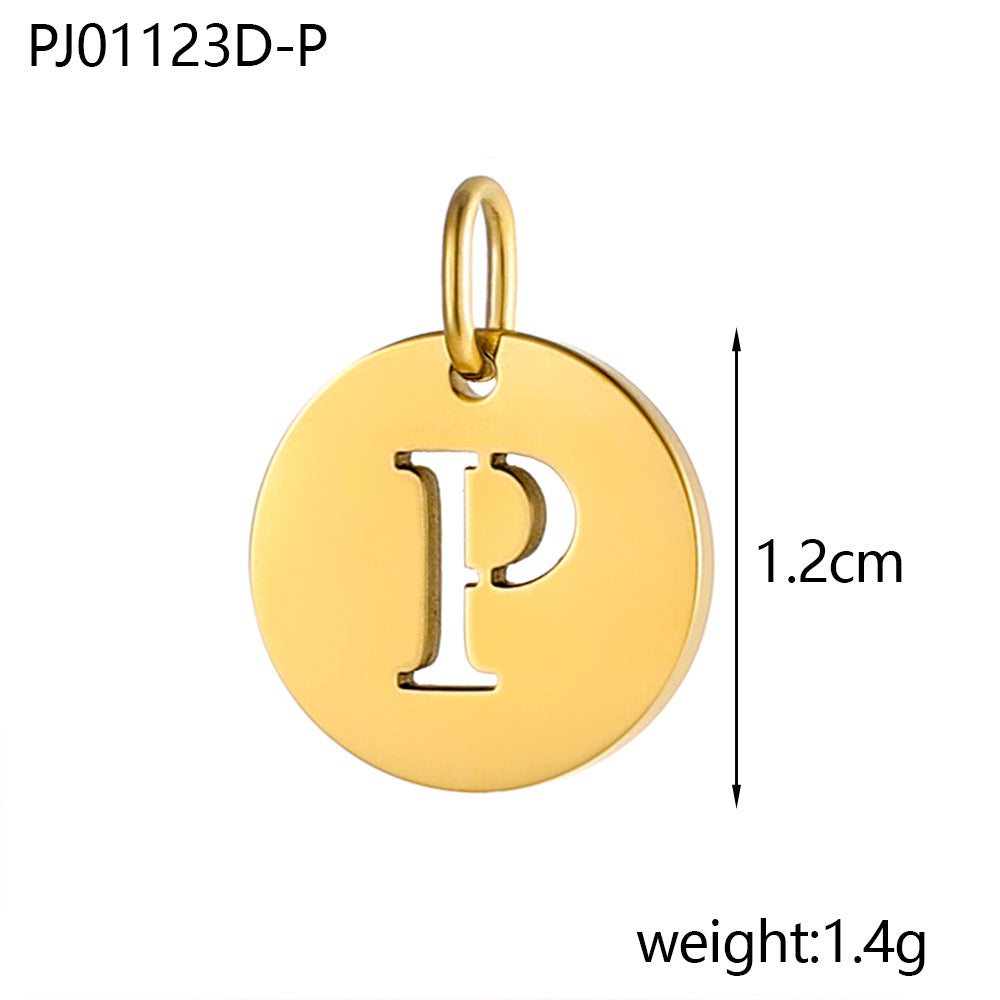 Wholesale Stainless steel round brand 26 letter hollow DIY pendant