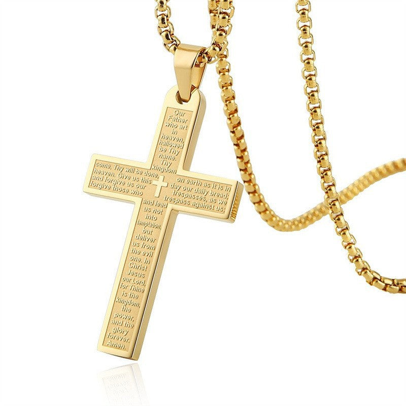 Wholesale Stainless Steel Cross Scripture Necklace