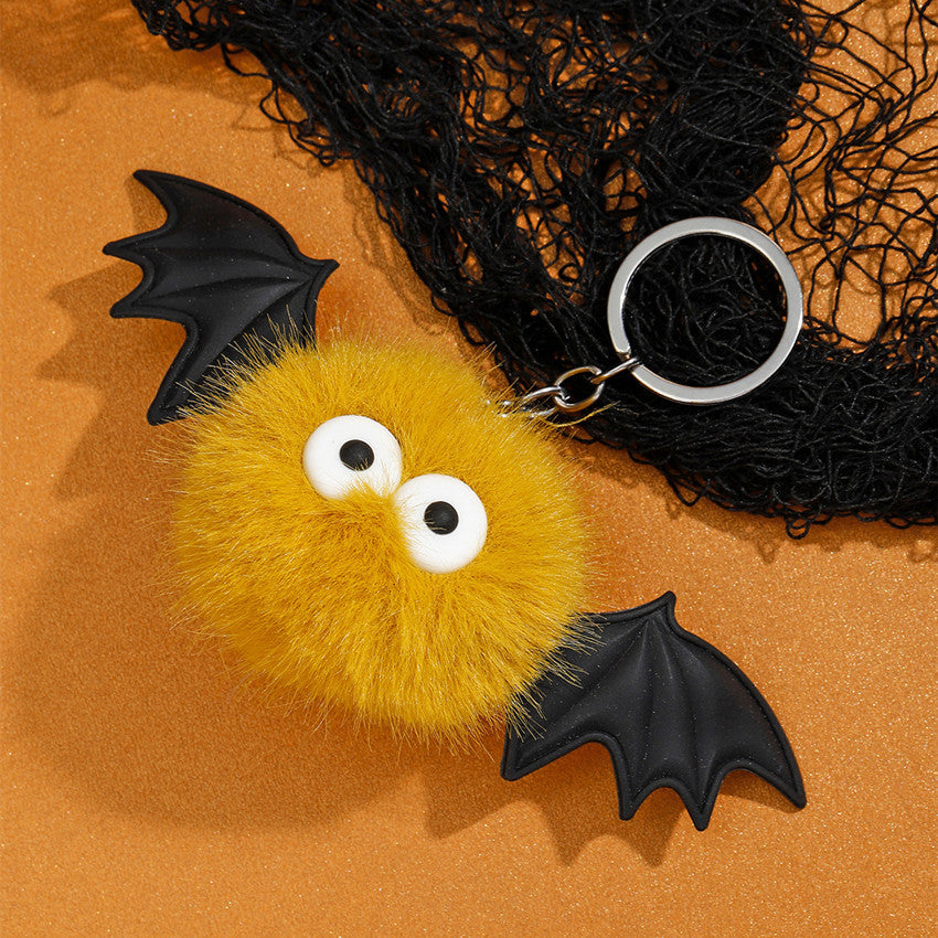 Wholesale Cartoon Bat Fur Ball Keychain,  Purple Silicone Bag Charm,  Cute Monster Elf Key Ring for Gift and Resale