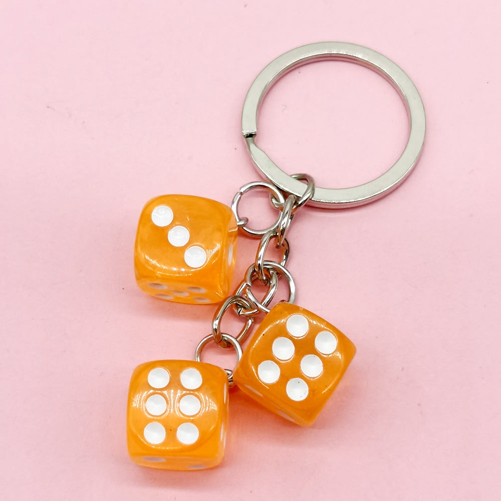 Wholesale Color Dice Keychain Pendant Resin Gift School Bag Pendant ACC-KC-DY003