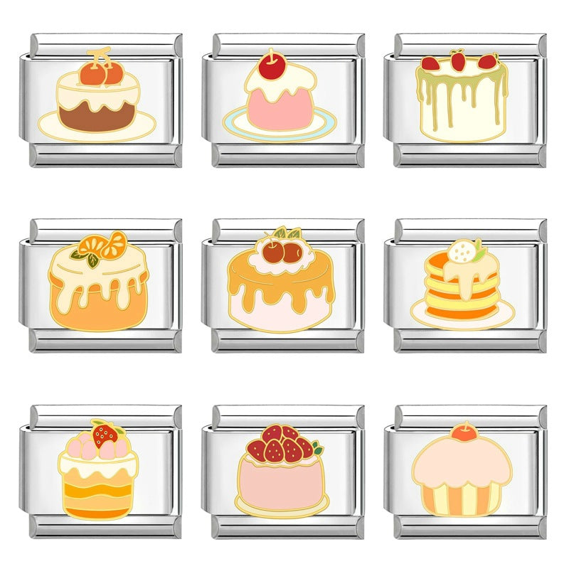 Wholesale Italian Charm Bracelet 9mm DIY Splicing Creative Dessert Stainless Steel Composable Bracelet