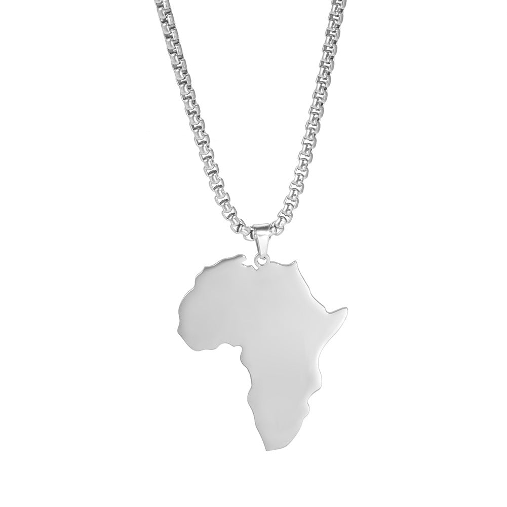 Wholesale Cut Map Glossy Pendant 304 Stainless Steel Necklace ACC-NE-GeXiang011