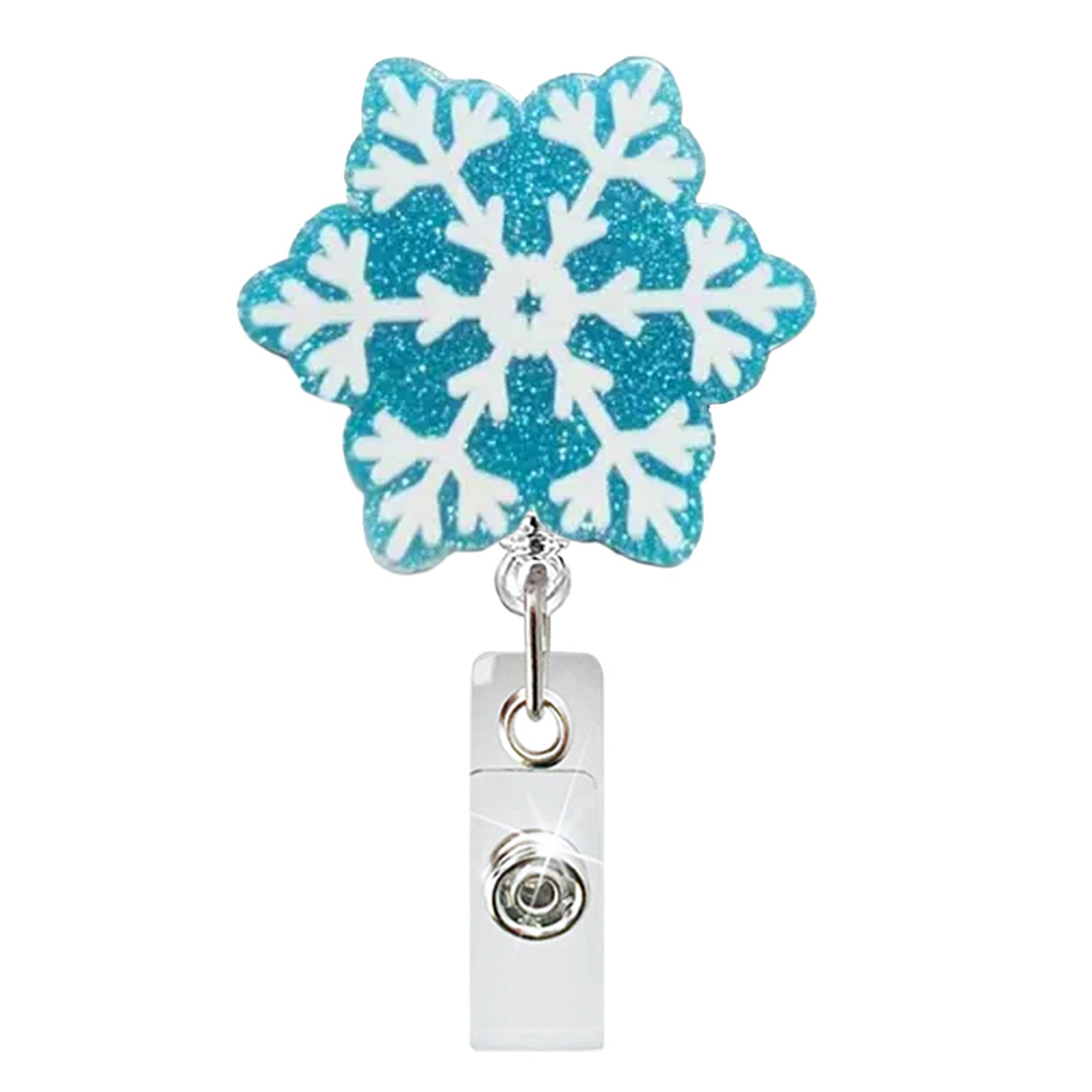 Wholesale Christmas Acrylic Snowman Snowflake Retractable Rotating Badge Keychain ACC-KC-QiDing016