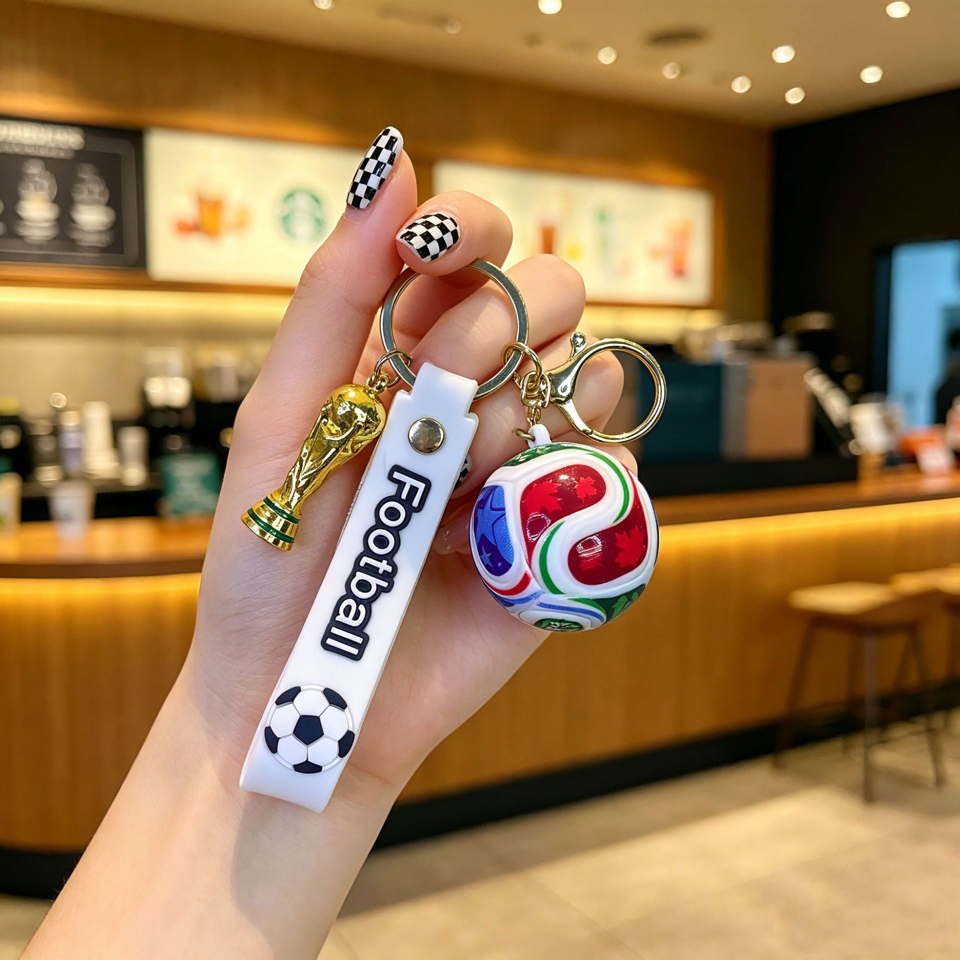 Wholesale PVC World Cup Soccer Keychain Cartoon Bag Charm Car Key Accessory
