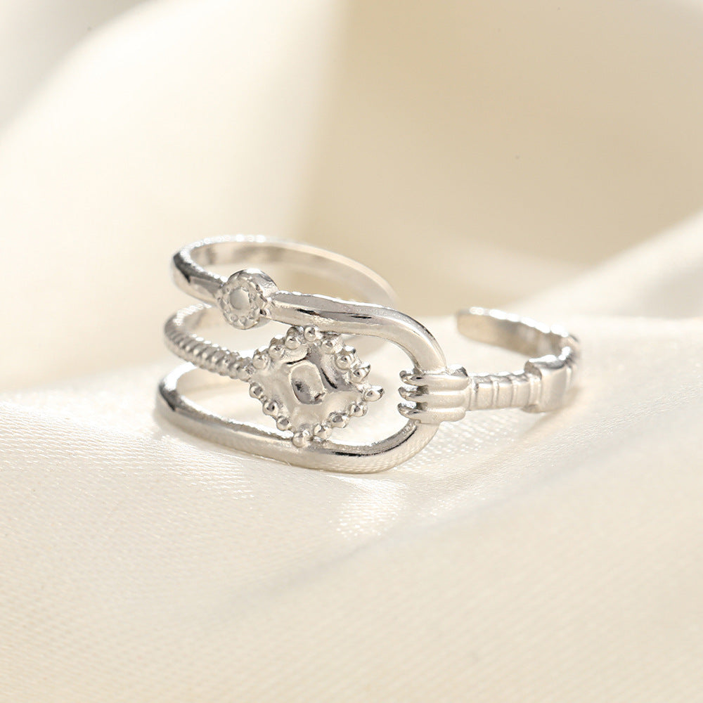 Wholesale Line Hearts Butterfly Irregular Stainless Steel Open Rings  ACC-RS-TaiMei004