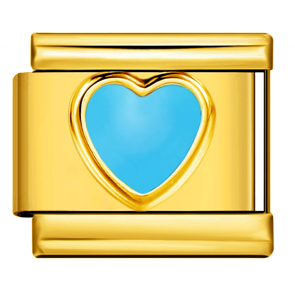 Wholesale Italian Charm Bracelet 9mm DIY Splicing Colored Oil-Drip Petals Stainless Steel Composable Bracelet