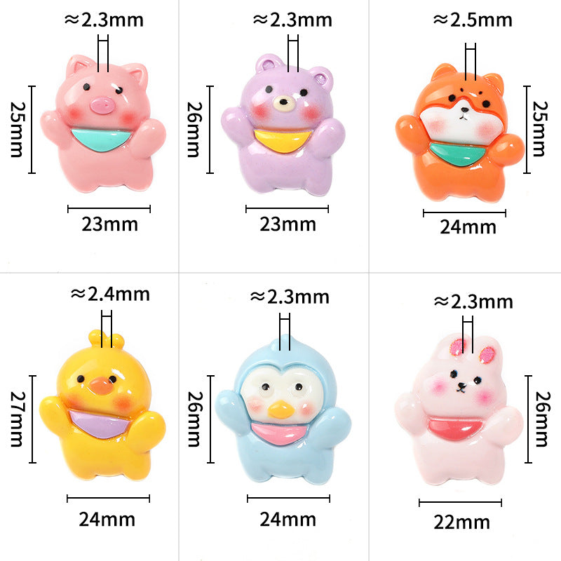 Wholesale Random 50pcs Cute Animal Vertical Hole Beads Diy Resin Accessories Beads ACC-BDS-BLG049