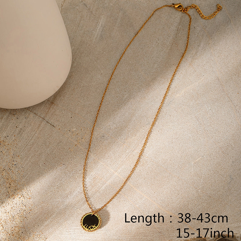 Wholesale Multi-Layered Colorful Natural Stone Titanium Steel Pendant Necklace