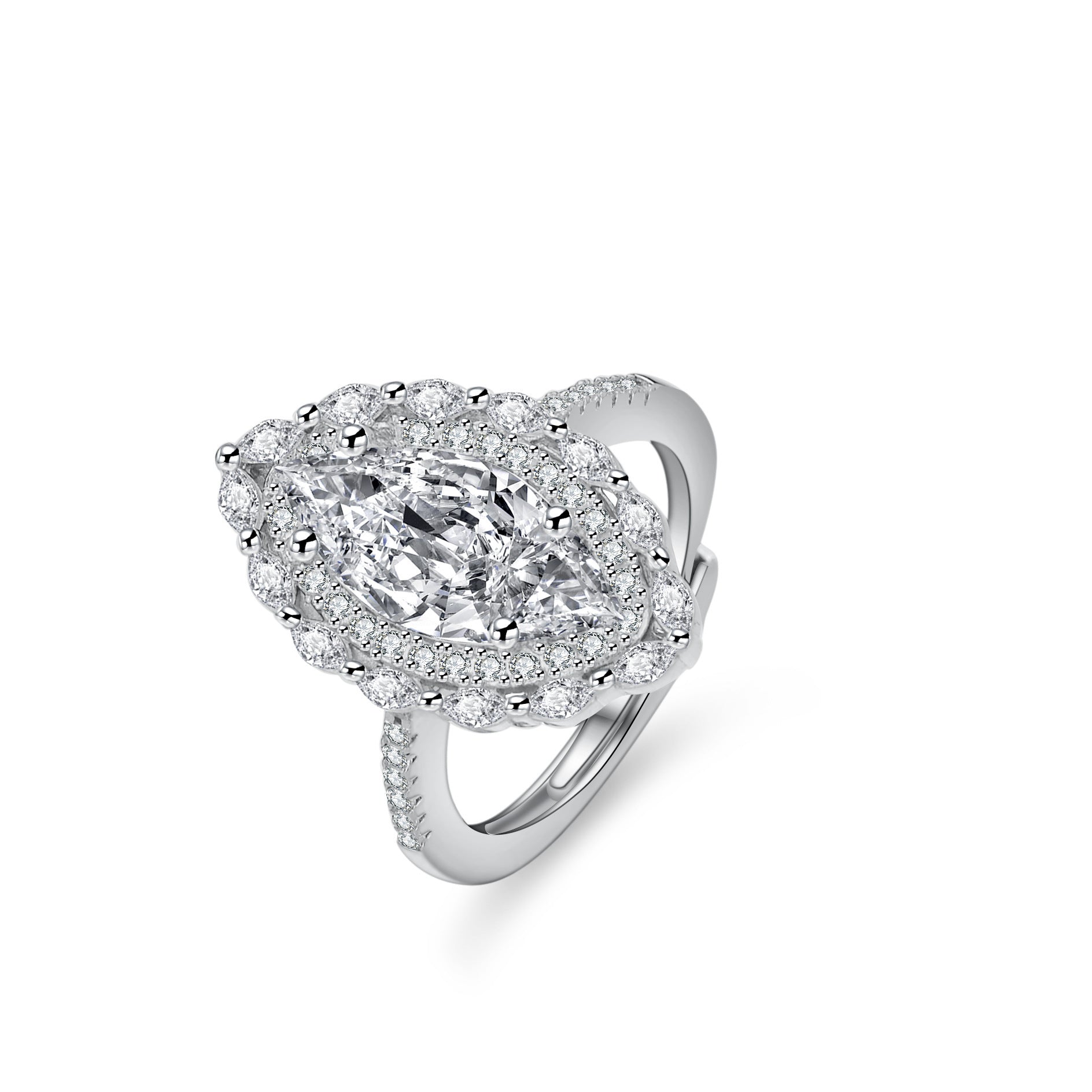 Wholesale  Olive Shaped Horse Eye Zircon Ring Women' s Light Luxury Women' s Ring