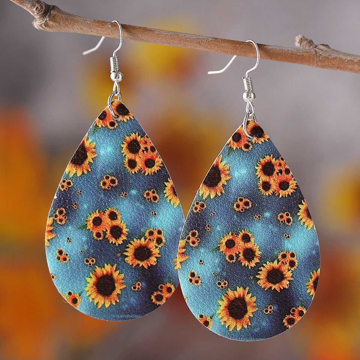 Wholesale Western Ethnic Style Cowboy Sunflower Water Drop Earrings ACC-ES-ChuLian140